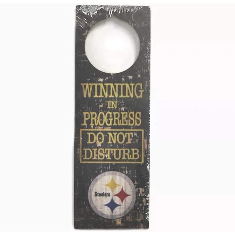 NFL Door Sign Pittsburgh Steelers "Winning in Progress Do Not Disturb"